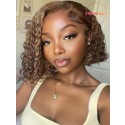 YOOWIGS 13x6 HD Lace Frontal Wig Highlight Short Curly  Bob Human Hair Wigs LJ057