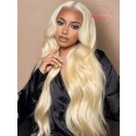 YOOWIGS 100% Virgin Human Hair Ash Honey 613 Blonde Color 13x4 Lace Frontal Wig Body Wave Long Hairstyles RY241