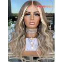 Yoowigs Ombre Blonde Highlight Human Hair Lace Frontal Wig Body Wave Deep Parting 13x6 BF03