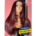 Yoowigs 100% Virgin Human Hair Burgundy 99j Color HD Lace Front Wig Glueless 007 Lace Wig Layer Straight RY208