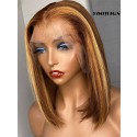YOOWIGS HD Lace Remy Hair 13x6 Lace Front Wigs Pre Plucked Hairline Human Hair Wig Ombre Highlights Color RY058