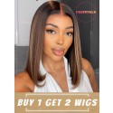 YOOWIGS 8*6 007 lace Buy one get two Natural Wave Preplucked Human Hair Wigs  Y11