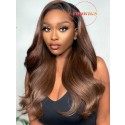 YOOWIGS Ombre Brown Color Body Wave 13x4 HD Lace Frontal Human Hair Wigs Pre Plucked Pre Bleached Wig BLS5