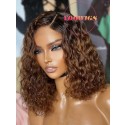 YOOWIGS Best Deal Ombre Brown Deep Wave Curly Short Bob Wig 8x6 Glueless 007 Lace Wig BLS18