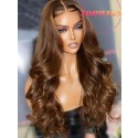YOOWIGS Deep Parting 13x6 Full HD Lace Frontal Wig Body Wave HD Lace Wig Brown Human Hair Glueless Single Knots RY129