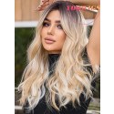 Yoowigs Europe Virgin Human Hair Deep Parting 13x6 Ombre Ash Blonde Highlight Lace Frontal Wig Body Wave RY175