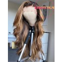 YOOWIGS Royal Film HD Lace Highlight Color Pre Plucked Natural Hairline with Bleached Knots 360 HD Lace Frontal Single Knots Virgin Human Hair Wigs LJ066