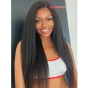 Yoowigs Kinky Straight Virgin Human Hair HD Full Lace Wig Pre Plucked Natural Color RY183