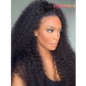 YOOWIGS  HD Lace Natural Black Afro Kinky Curly  Human Hair Full Lace Wigs With Bleach Knots  LJ020