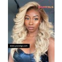 YOOWIGS Royal Film HD Lace 13x4 lace front wigs ombre blonde silky straight human hair wigs bleached knots and baby hair LJ046