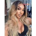 YOOWIGS Europe Human Hair Royal Film HD Transparent 13x4 Lace Frontal Wig Ombre Blonde LJ050
