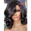 YOOWIGS 100% Virgin Human Hair Short Natural Wavy HD Full Lace Wig Pre Plucked Single Knots Bleached Knots RY233