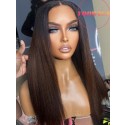 Yoowigs Ombre Brown Color HD Full Lace Wig Yaki Straight Human Hair Bleached Knots RY157