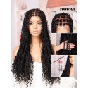 YOOWIGS Boho Knotless Braid Wig HD Full Lace Natural Black Lightweight Goddess Look with Human Hair Curls BRAID01