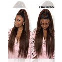 YOOWIGS Royal Film HD Lace Yaki Straight 360 Lace Frontal Wigs Ombre Color Brazilian Remy Hair Wig Pre Plucked Hairline RY057