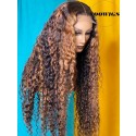 YOOWIGS Royal Film HD Lace Highlight Color Pre Plucked Natural Hairline with Bleached Knots 360 Lace Frontal Virgin Human Hair Wigs RY070