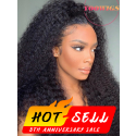 YOOWIGS  HD Lace Natural Black Afro Kinky Curly  Human Hair Full Lace Wigs With Bleach Knots  LJ020