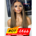 YOOWIGS Silky Straight HD Full Lace Wig Bleached Knots Human Hair Wigs RY014