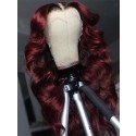 YOOWIGS Natural Hair Crazy Sale Deep Wave Ombre Burgundy 150% Density 13x4 Lace Front Human Hair Wigs Brazilian Remy Hair BLS4