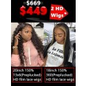 YOOWIGS Combo Deal 180% Density Brazilian Virgin Human Hair Wigs HD Film Lace Pre Plucked Pre Bleached Can be Colored Free Shipping YVS4