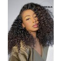 YOOWIGS Royal Film HD Lace 360 Lace Frontal Wig Pre Plucked with Baby Hair Brazilian Remy Deep Curly Human Hair Wigs For Women Natural Black ZY019