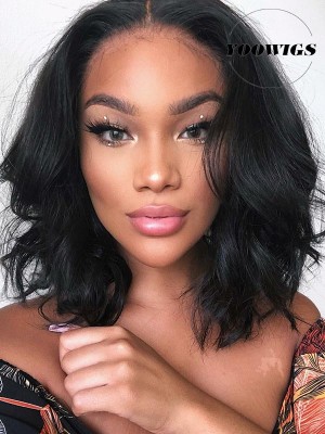 YOOWIGS Natural Swiss Medium Brown Lace 180% Density 4x4 Lace Closure Human Hair Wigs Pre Plucked Pre Bleached with Baby Hair RY056