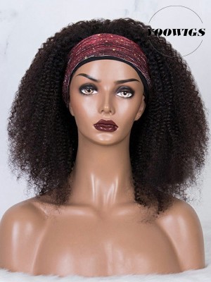 YOOWIGS Kinky Curly Human Hair Head Band Half Wigs 180% Density 3/4 Head Wigs Clip In Hair Extensions Hot Sale Bettyou Series HW7