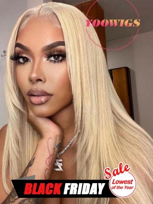 YOOWIGS 13x6 Deep Parting Blonde Layered Hair Wig Straight Natural 613 Blonde Lace Front Wig With Layers Human Hair RY246