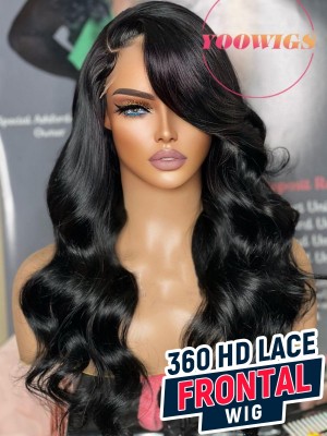 Yoowigs Dee Parting 360 HD Lace Frontal Wig Body Wave Human Hair Glueless Bleached Knots RY190