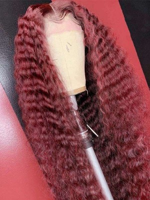 YOOWIGS Royal Film HD Lace Ombre Burgundy Pre Bleached 100% Grade 10A Human Hair Wigs 360 Lace Wigs Best Hair Online LJ053