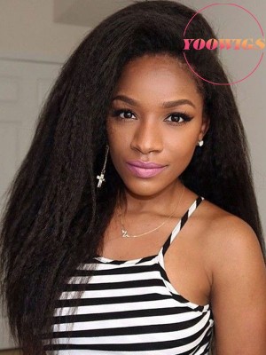 YOOWIGS Royal Film HD Lace Glueless 360 Lace Frontal Human Hair Wigs Remy Brazilian Kinky Straight Pre Plucked With Baby Hair RY064