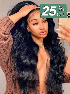 YOOWIGS Middle Part Body Wave Human Hair Wigs Invisible Single Knots Preplucked Natural Hairline Royal Film HD Lace 13x6 Deep Part Frontal Wigs PRY16