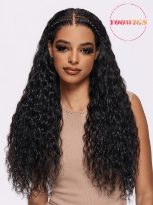 YOOWIGS Natural Curly Black Braided Human Hair Wig B03