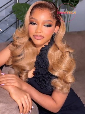 YOOWIGS Ombre Brown Color Body Wave 13x4 HD Lace Frontal Human Hair Wigs BLS5