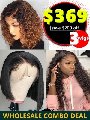 YOOWIGS Combo Sale Only $369 Grab 3 Wigs Full Lace Front Wigs Brazilian Virgin Remy Human Hair Pre Plucked Hairline YVS11