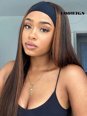 YOOWIGS New Headband Wig Silky Straight Highlight Color Human Virgin Hair Wig 3/4 Half Wigs with Headband Bettyou Wig Series HW6