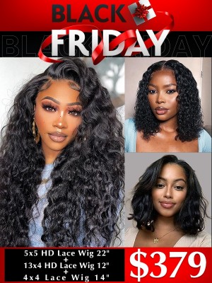 YOOWIGS Black Friday Best Deal Years Biggest Sale 3 Wigs HD Lace Front Human Hair Wigs Pre Plucked Bleached Invisible Knots Wig YVS5