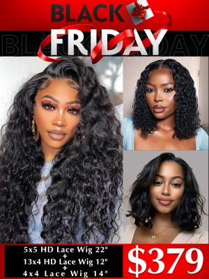 YOOWIGS Black Friday Best Deal Years Biggest Sale 3 Wigs HD Lace Front Human Hair Wigs Pre Plucked Bleached Invisible Knots Wig YVS5