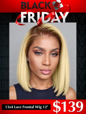 YOOWIGS Black Friday Best Deal Ombre 613 Blonde Human Hair Short Bob Lace Frontal Wig Europe Virgin Hair CS010
