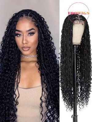 YOOWIGS  Boho Box Braids Wig HD Full Lace Braided Wig 100%  Human Hair B01