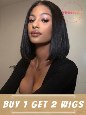 YOOWIGS Buy 1get 2  8*6 007 lace  180 Density Human Hair Wigs Preplucked Pre bleached with Natural Baby Hair BLS6