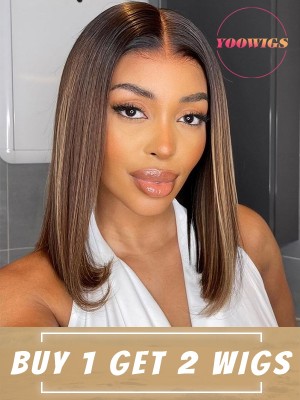 YOOWIGS 8*6 007 lace Buy one get two Natural Wave Preplucked Human Hair Wigs  Y11