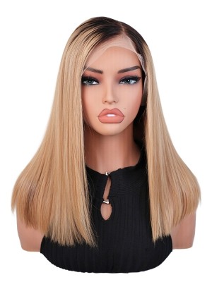 Black Friday Sale 13x4 Transparent Lace Front Human Hair Wig Ombre Blonde Color Bob Wig YC03