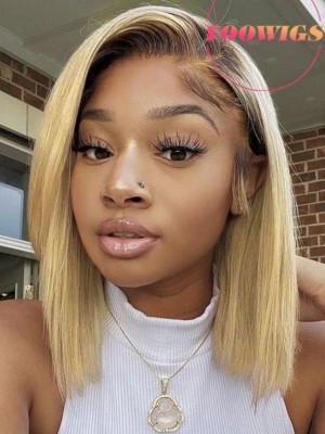 YOOWIGS Europe Virgin Human Hair Ash Honey Ombre Blonde 13X4 Lace Frontal Human Hair Wigs Bleached Invisible Knots BLS9 
