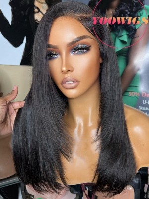 Yoowigs HD Full Lace Wig Human Hair Straight Natural Looking Pre Plucked Bleached Knots Glueless RY150