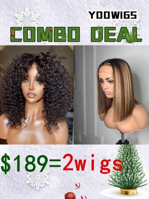 YOOWIGS Medium Brown Lace  $189 Get 2 Wigs Crazy Sale Highlight Swiss Lace Frontal Wigs Natural Wave Preplucked Human Hair Wigs Free Shipping BLS17