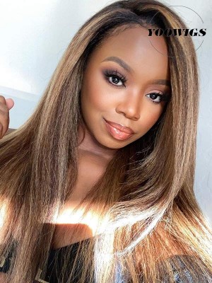 YOOWIGS Royal Film HD Lace Glueless 360 Lace Front Human Hair Wigs 180% Density Remy Brazilian Kinky Straight Pre Plucked With Baby Hair LJ016