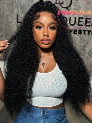 YOOWIGS Royal Film HD Full Lace Brazilian Kinky Curly Full Lace Human Hair Wigs Remy Virgin Hair Gluless Preplucked Natural Hairline with Baby Hair LJ069