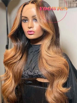 YOOWIGS Royal Film HD Lace Ombre Ash Blonde Human Hair Wigs Deep Wave Pre Plucked Natural Hairline Free Shipping LJ058