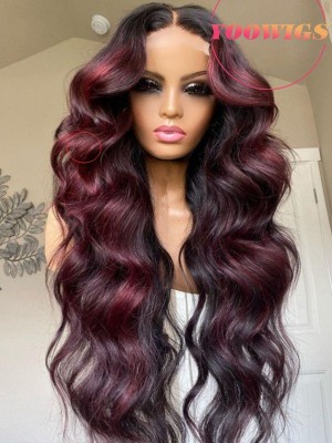 YOOWIGS Royal HD Film Lace Wigs 13x6 Deep Parting Space Natural Wave Highlight Color Shades HD Lace Frontal Wigs LJ093